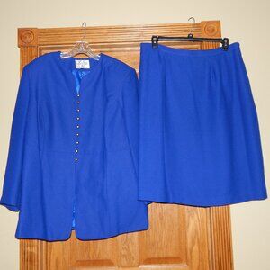 Plus Size Women's 20W Blue 2 Piece Career Skirt & Suit Jacket LE SUIT II